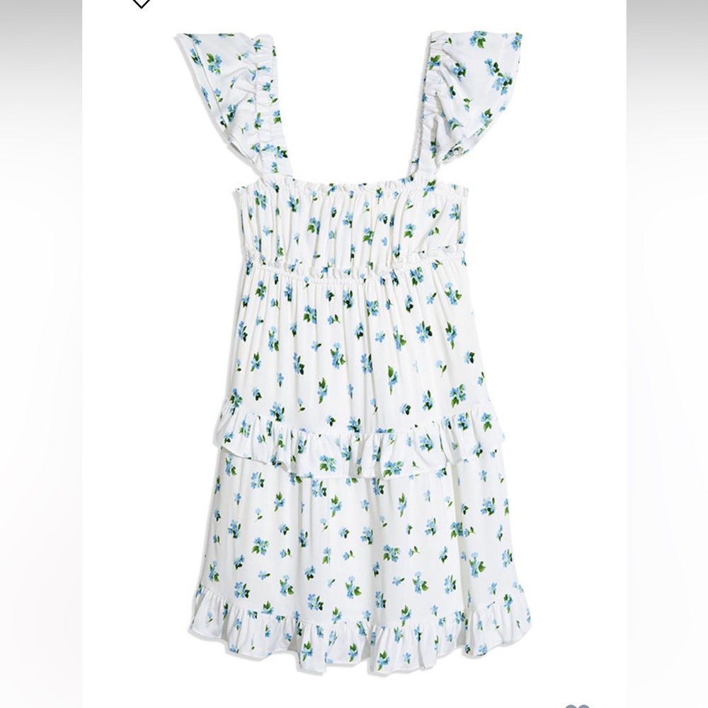 NWT WeWoreWhat Flirty Watercolor Ditsy Ruffle Dress XS